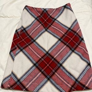 Abercrombie & Fitch Red and White Plaid A-Line Skirt